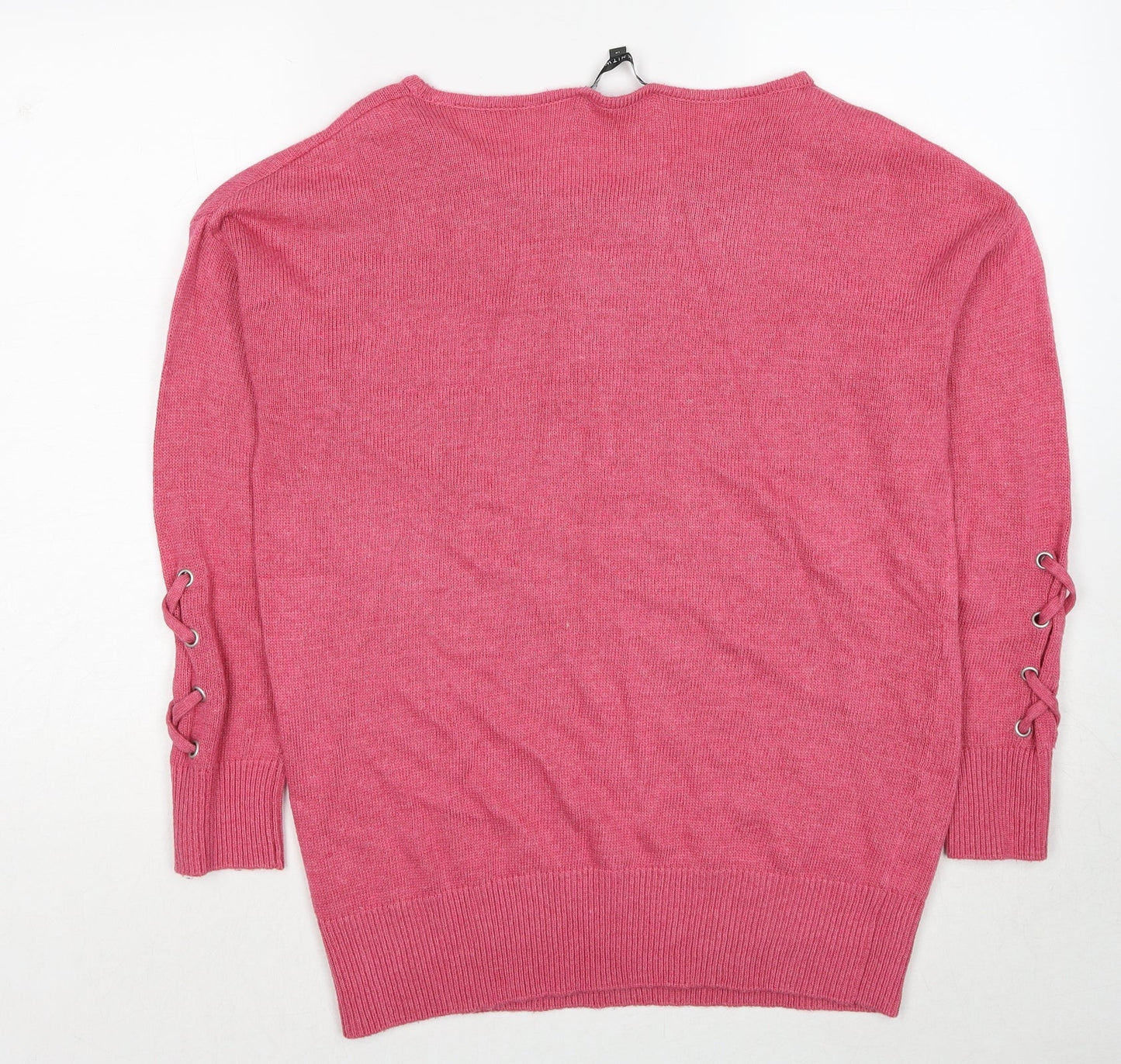 BHS Womens Pink Round Neck Polyester Pullover Jumper Size 14