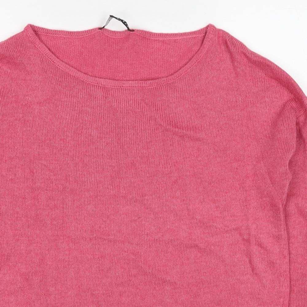 BHS Womens Pink Round Neck Polyester Pullover Jumper Size 14