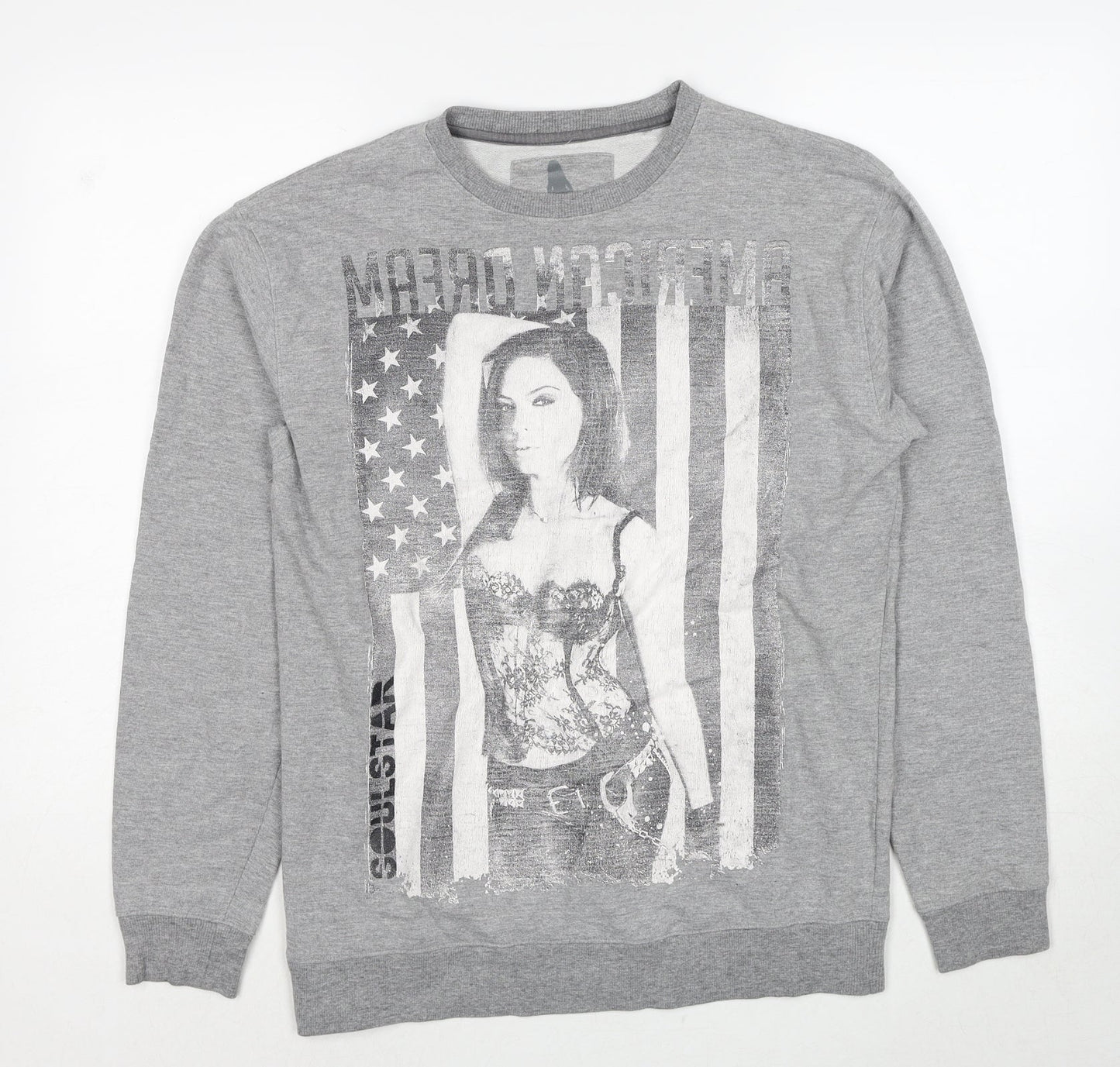 Soul Star Womens Grey Cotton Pullover Sweatshirt Size L Pullover