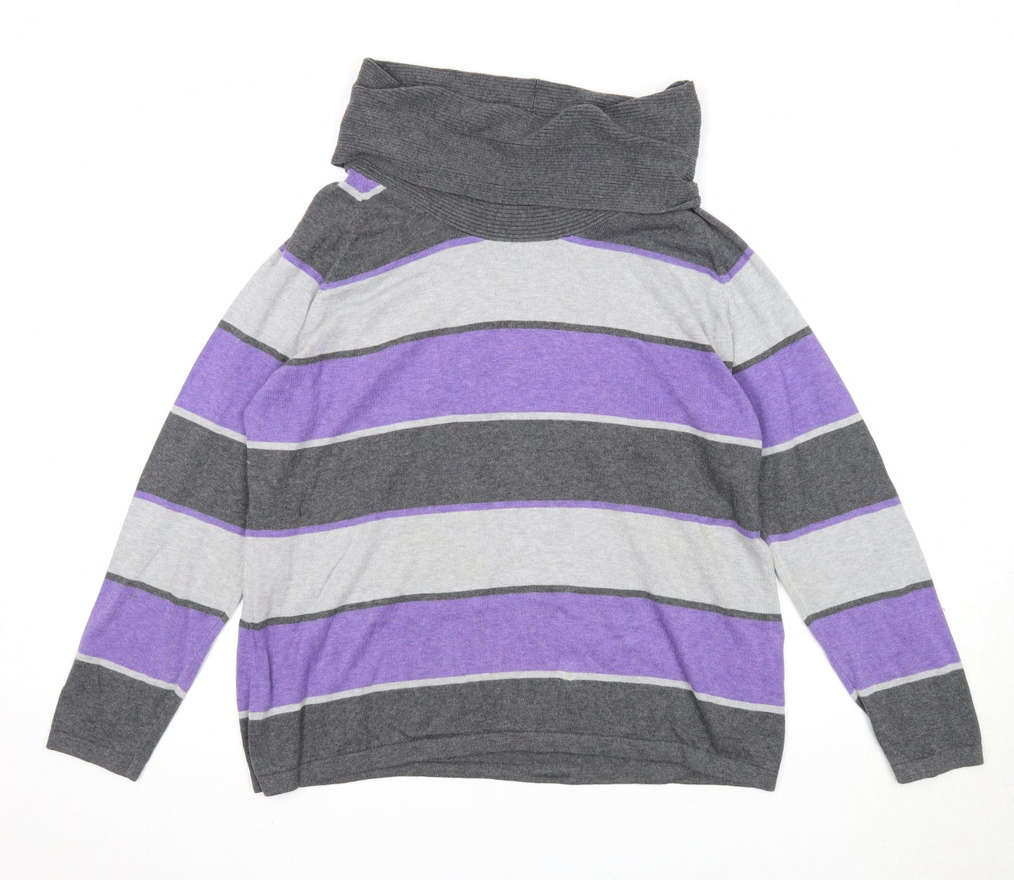Marble Womens Multicoloured Roll Neck Striped Cotton Pullover Jumper Size 4