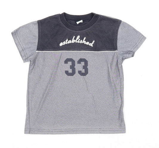 Adams Boys Grey Cotton Basic T-Shirt Size 4 Years Round Neck Pullover - Established 33