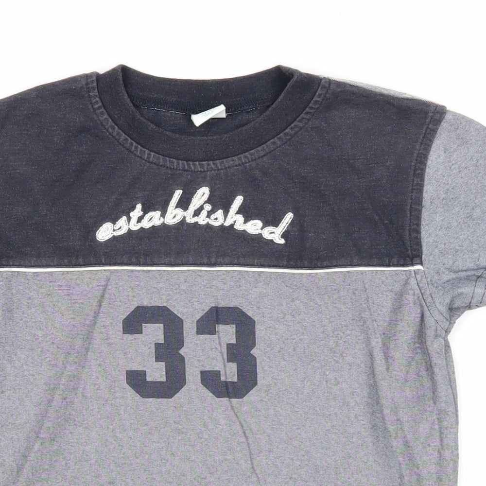 Adams Boys Grey Cotton Basic T-Shirt Size 4 Years Round Neck Pullover - Established 33
