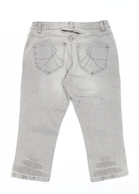 Love Label Womens Grey Cotton Straight Jeans Size 10 Regular Zip