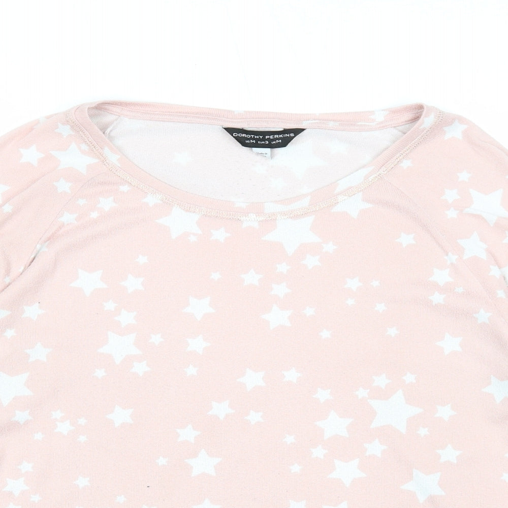 Dorothy Perkins Womens Pink Round Neck Geometric Polyester Pullover Jumper Size M - Star Pattern