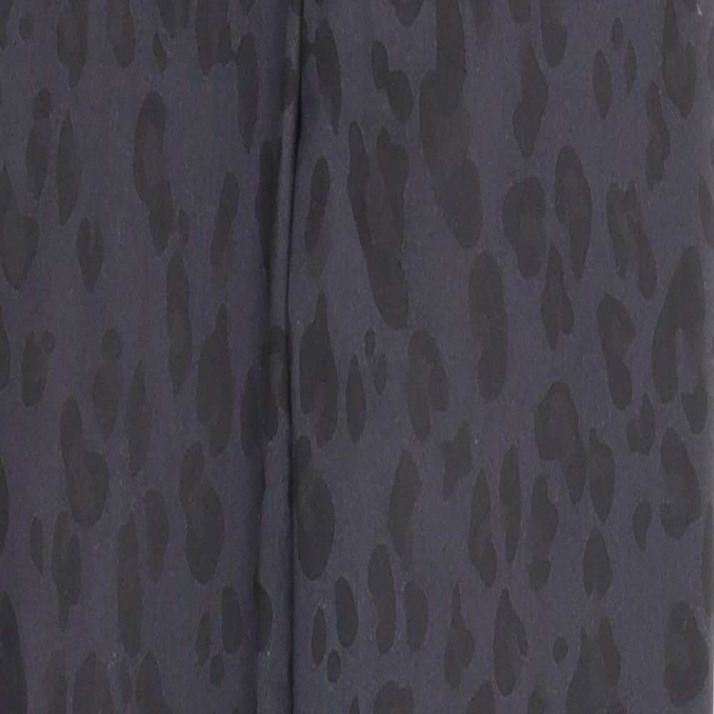 Divided Womens Black Animal Print Cotton Trousers Size 8 Regular Zip