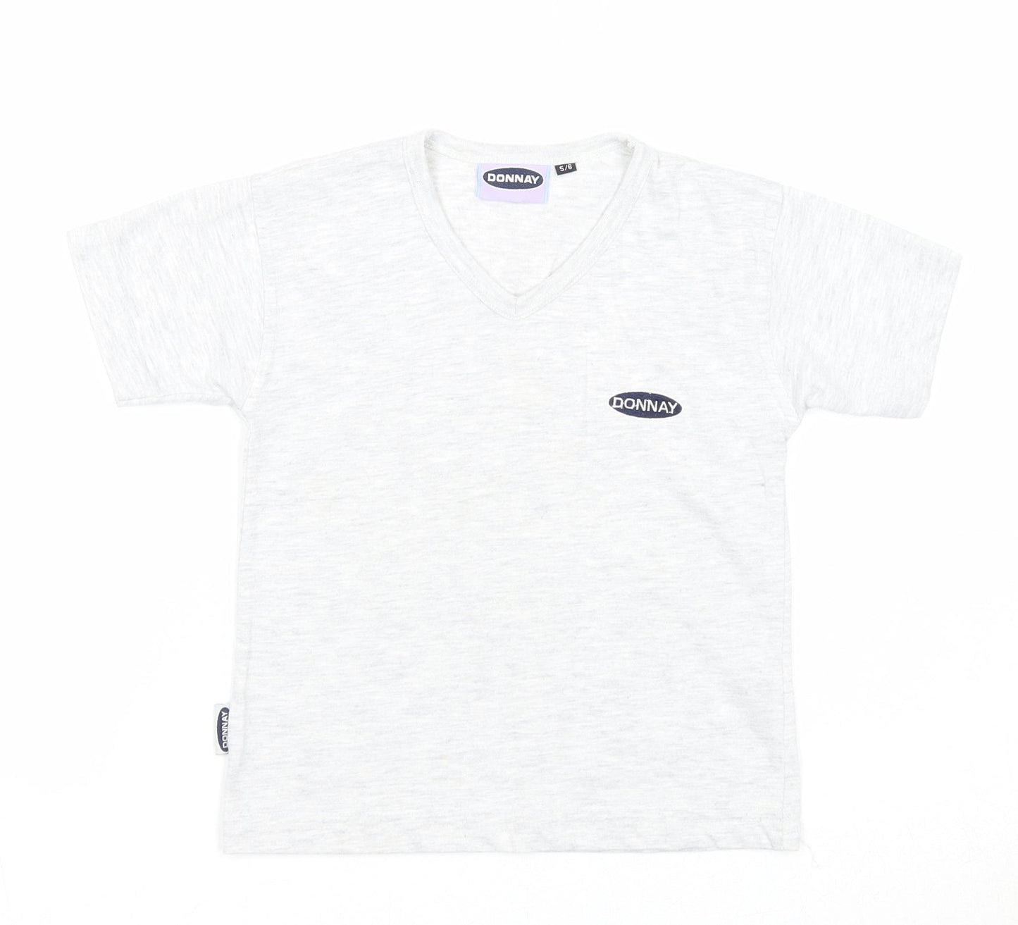 Donnay Boys Grey Polyester Basic T-Shirt Size 5-6 Years V-Neck Pullover