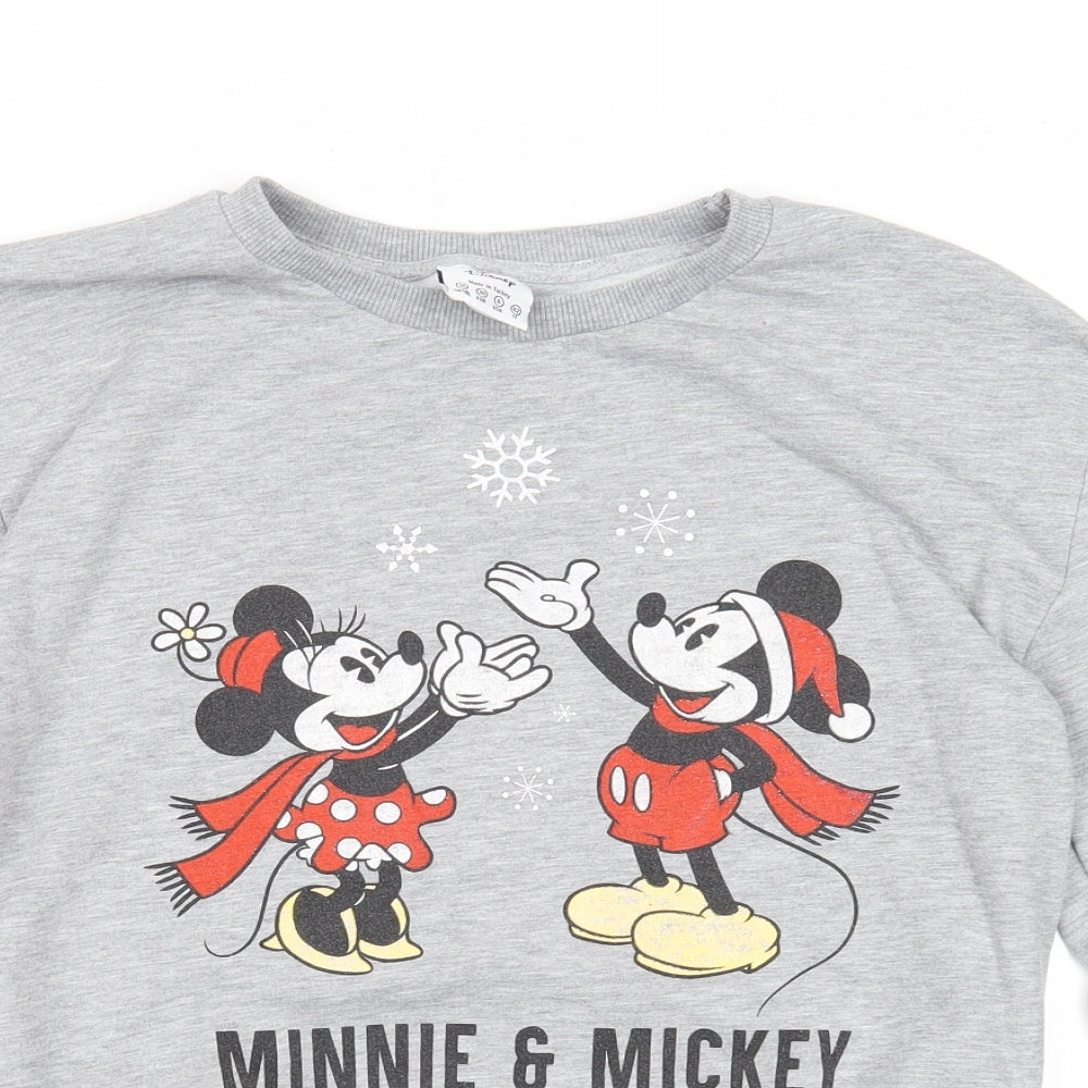 Disney Womens Grey Polyester Pullover Sweatshirt Size 10 Pullover - Minnie & Mickey Mouse