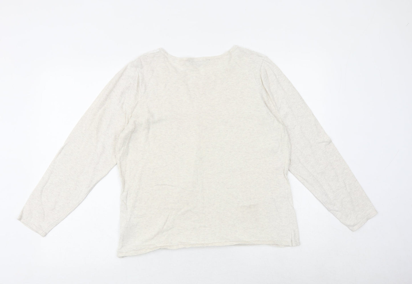 Bonmarché Womens Beige Round Neck Cotton Pullover Jumper Size 16 - Size 16-18