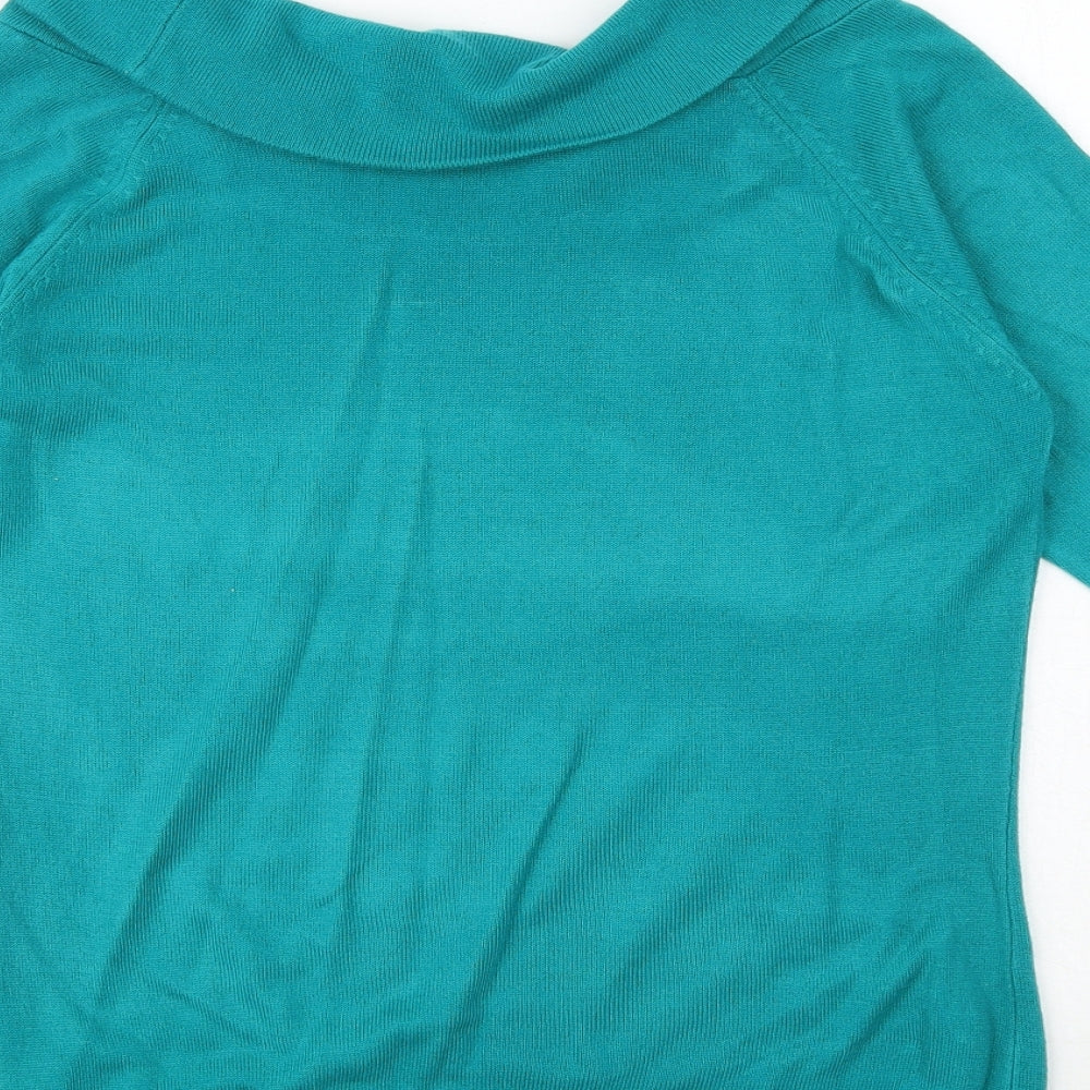 Marks and Spencer Womens Green Round Neck Acrylic Pullover Jumper Size 12
