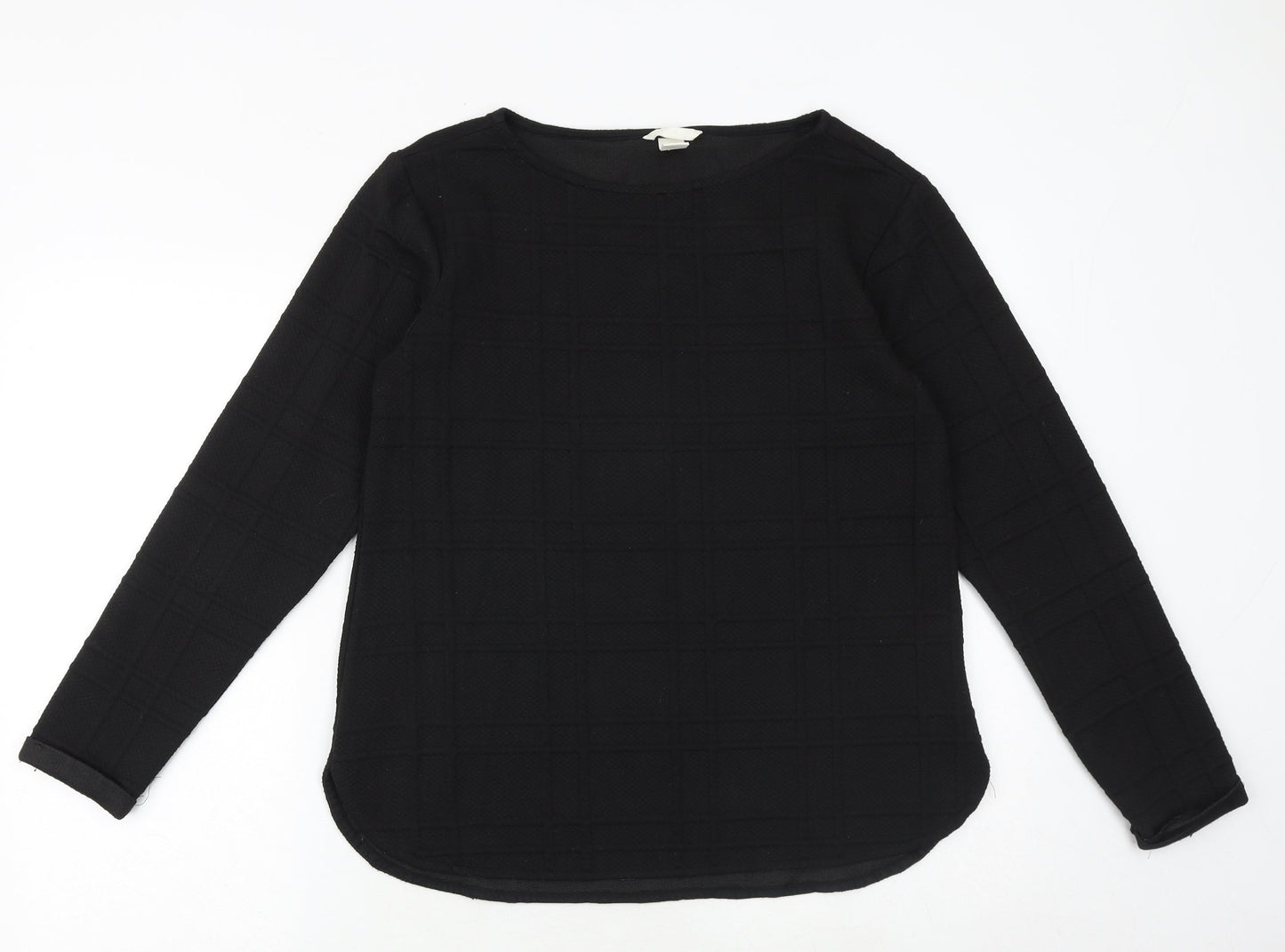 H&M Womens Black Round Neck Polyester Pullover Jumper Size S