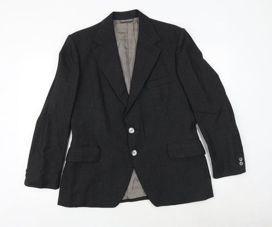 Jackson The Tailor Mens Black Striped Polyester Jacket Suit Jacket Size 38 Regular