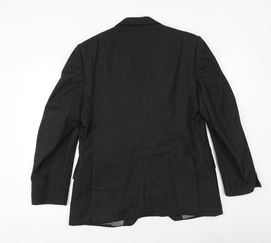 Jackson The Tailor Mens Black Striped Polyester Jacket Suit Jacket Size 38 Regular