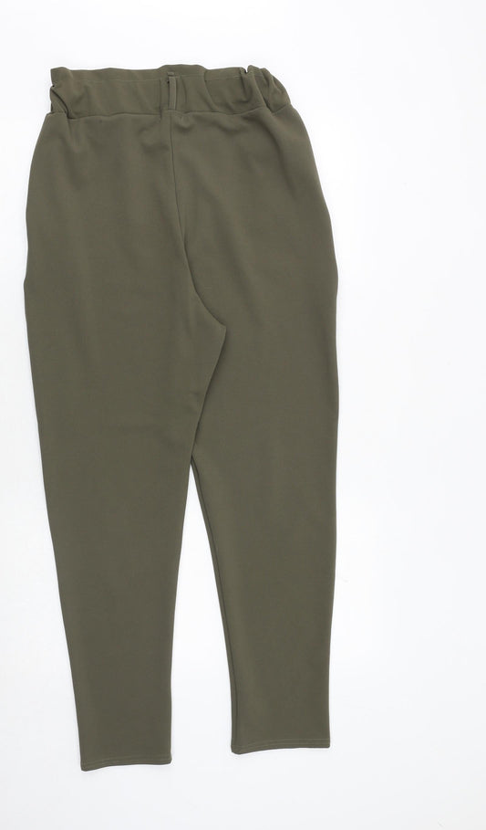 Spotted Womens Green Polyester Trousers Size 10 Regular Zip