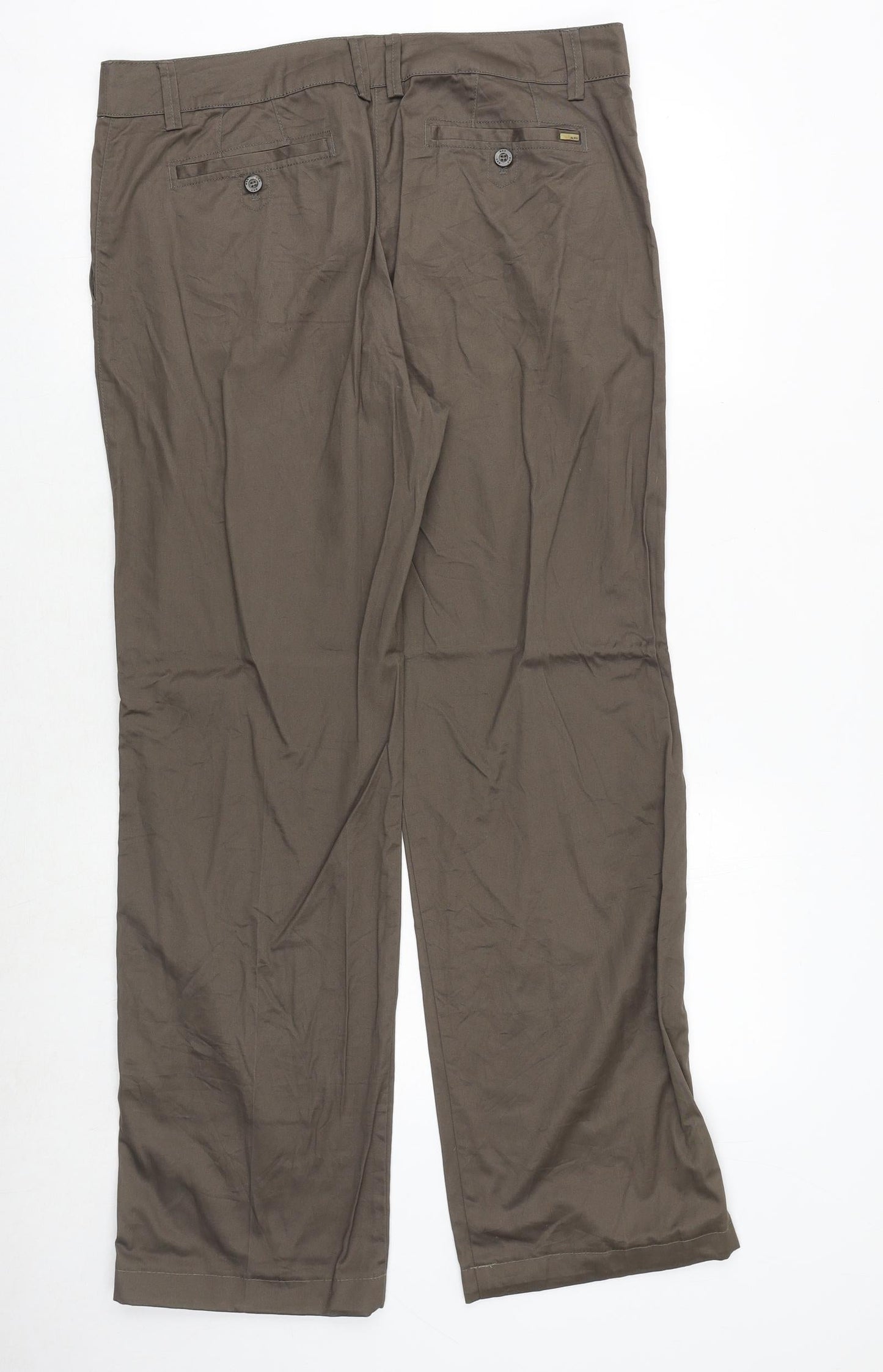 Mango Womens Brown Polyester Trousers Size 16 Regular Zip
