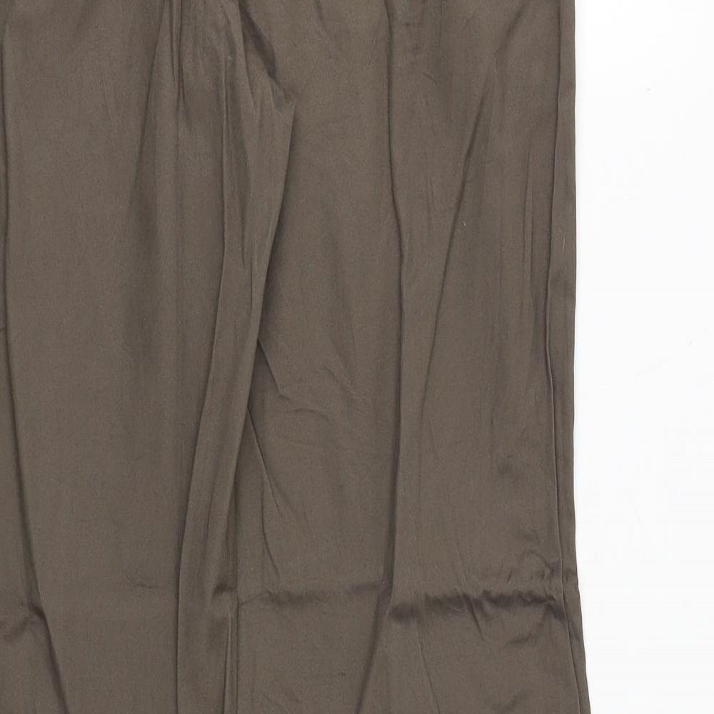 Mango Womens Brown Polyester Trousers Size 16 Regular Zip