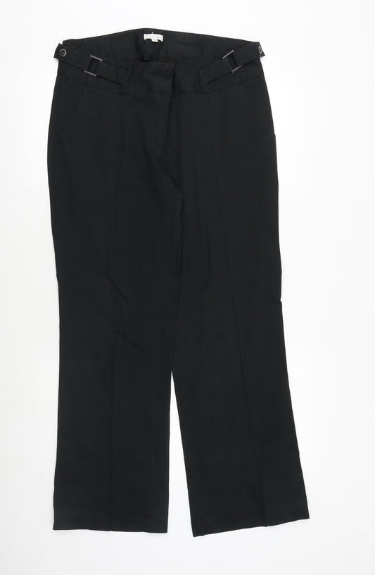 Solar Womens Black Cotton Dress Pants Trousers Size 14 Regular Zip