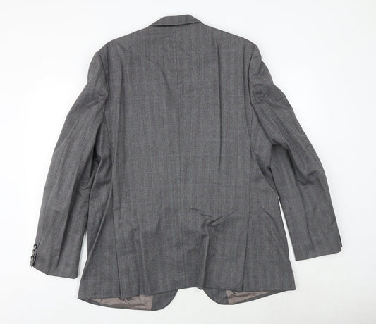 Leonard Mens Grey Check Polyester Jacket Suit Jacket Size 38 Regular