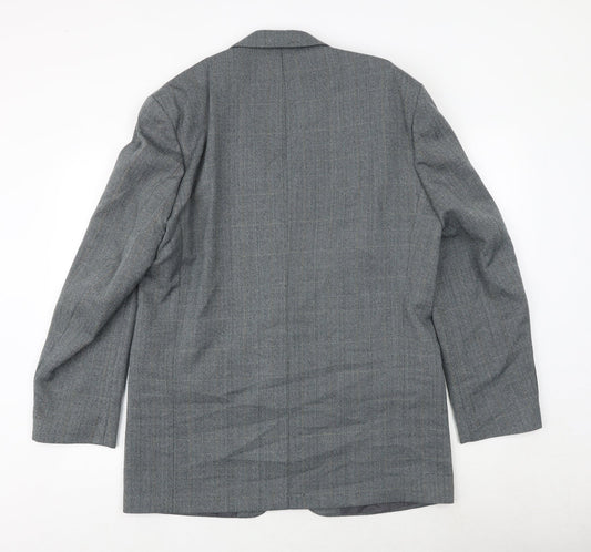 BHS Mens Blue Herringbone Polyester Jacket Suit Jacket Size 42 Regular