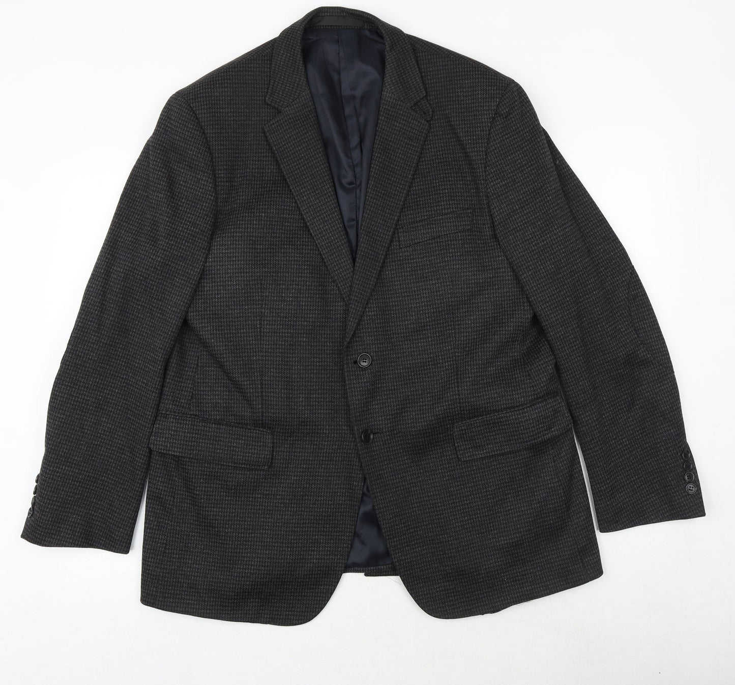 Marks and Spencer Mens Grey Geometric Polyester Jacket Suit Jacket Size 42 Regular