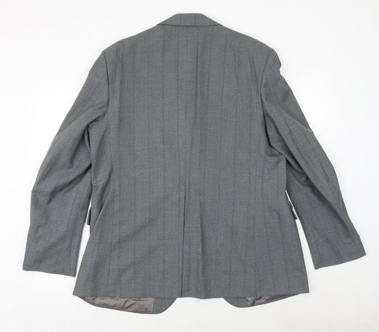 John Collier Mens Grey Striped Polyester Jacket Suit Jacket Size 42 Regular