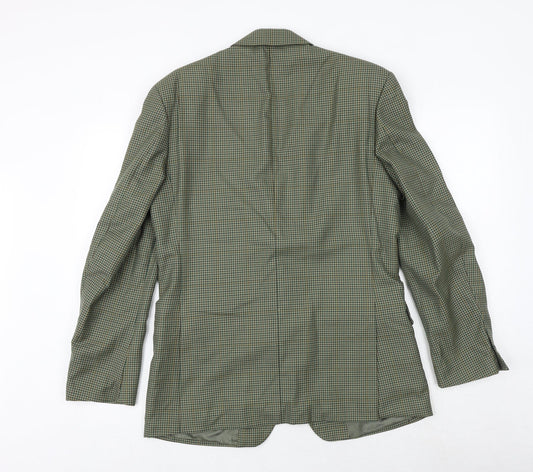 Skopes Mens Green Check Polyester Jacket Suit Jacket Size 38 Regular