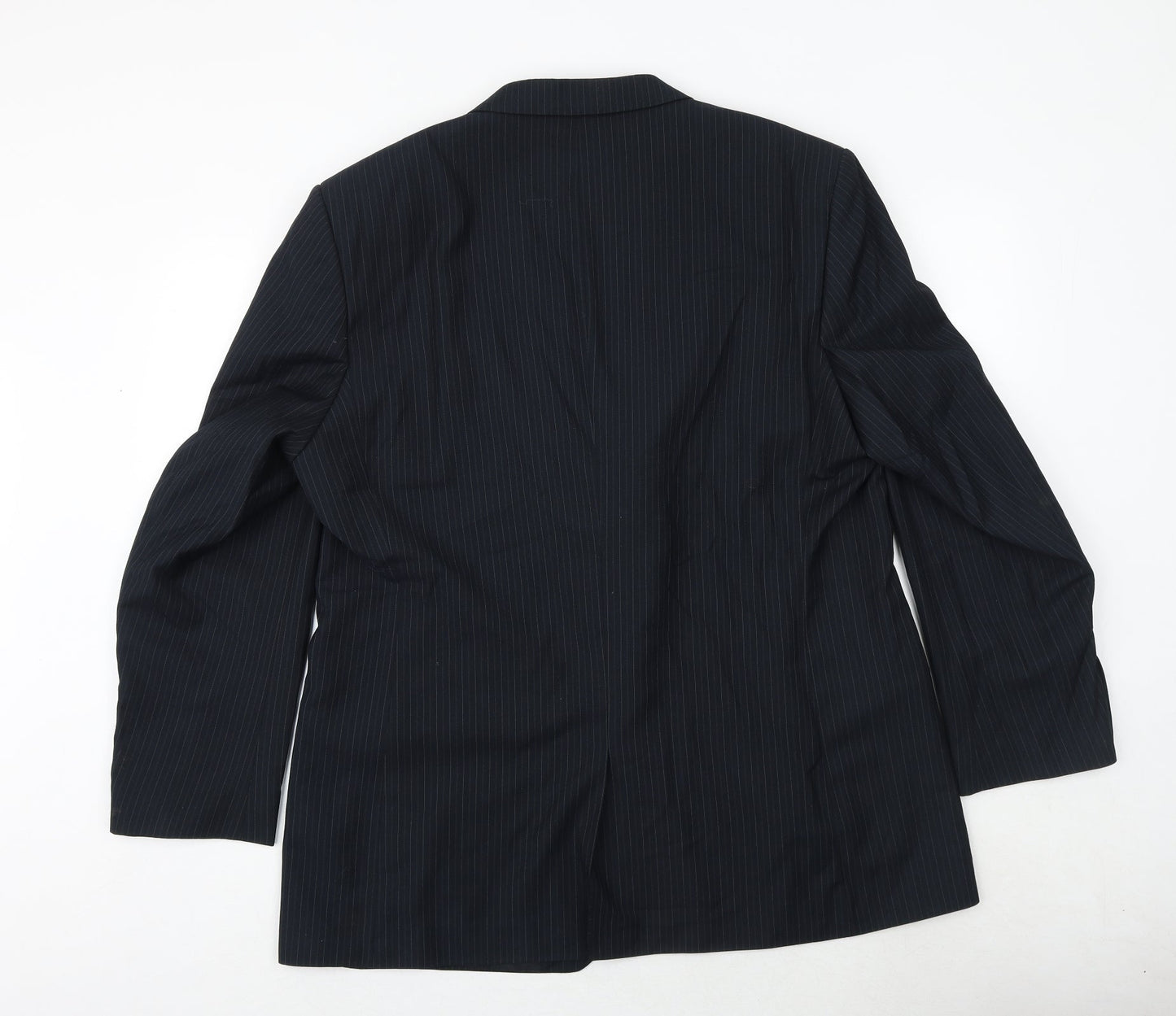 Burton Mens Blue Striped Polyester Jacket Suit Jacket Size 46 Regular