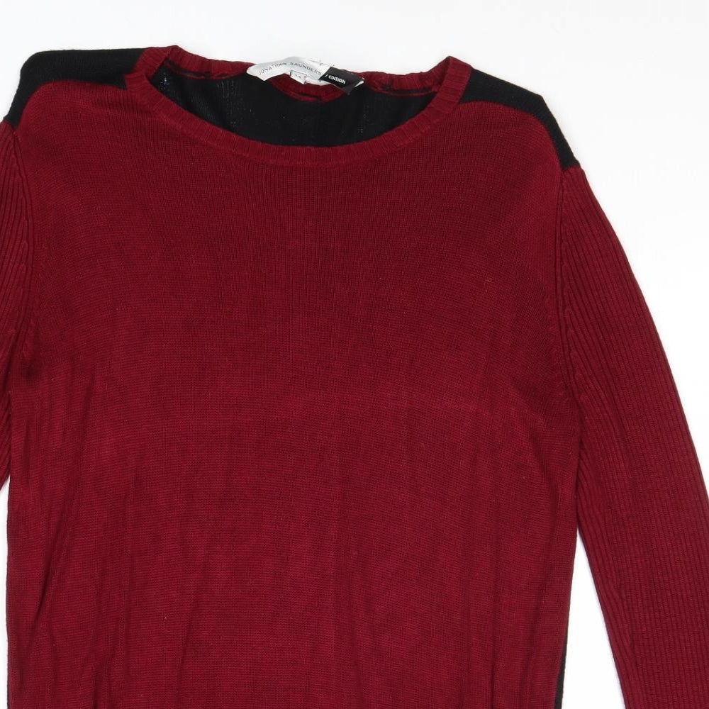 Jonathan Saunders Womens Red Round Neck Viscose Pullover Jumper Size 14