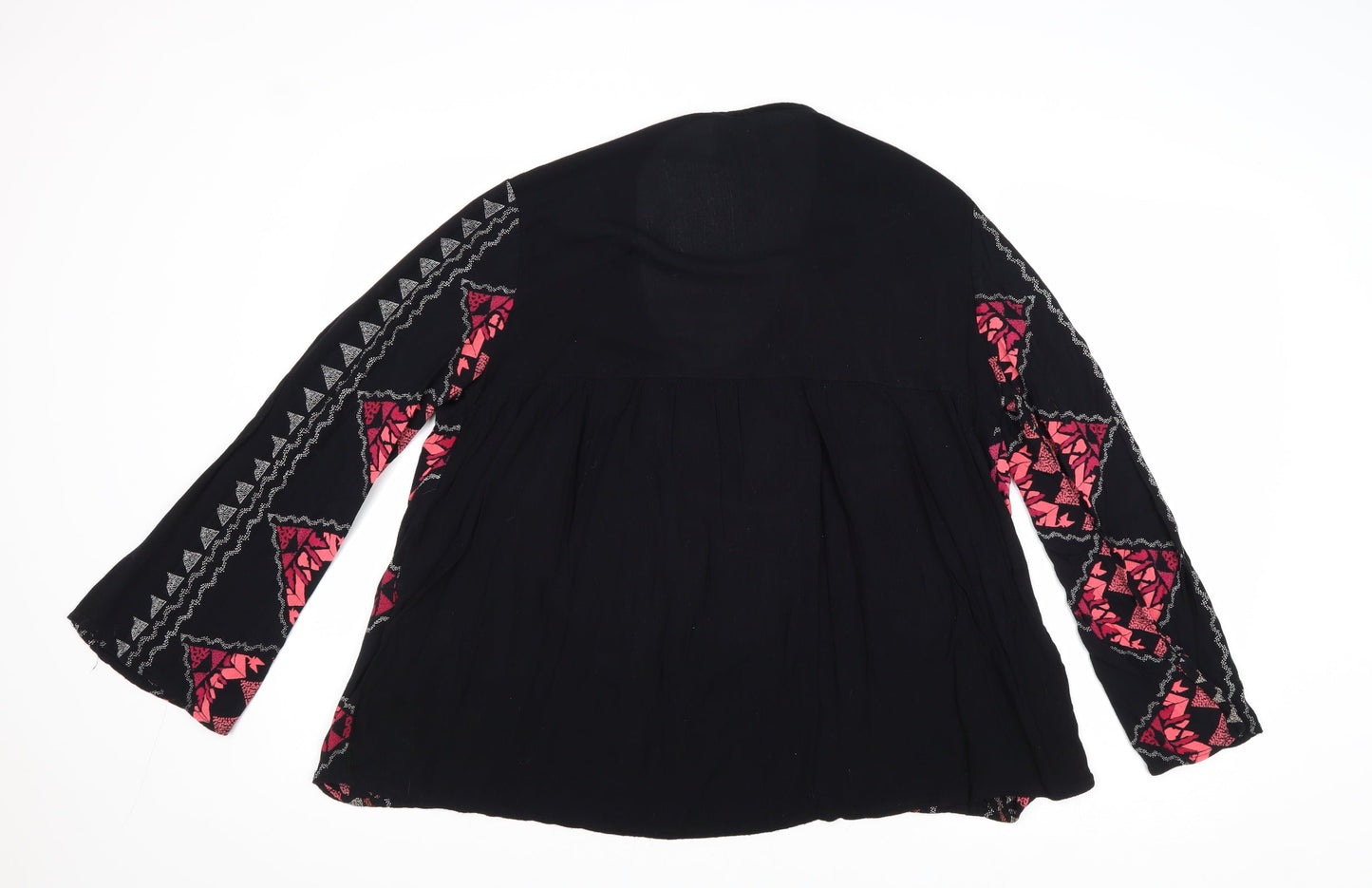 Vera Moda Womens Black Geometric Viscose Basic Blouse Size XS Round Neck