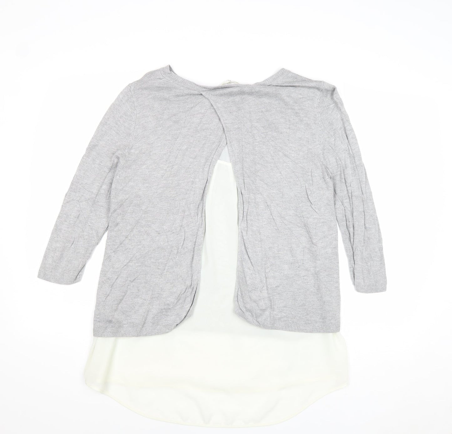 Retrology Womens Grey Boat Neck Viscose Pullover Jumper Size L