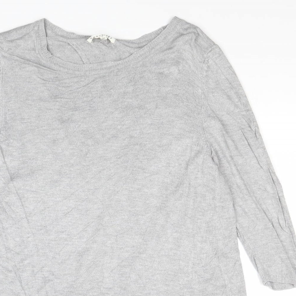 Retrology Womens Grey Boat Neck Viscose Pullover Jumper Size L