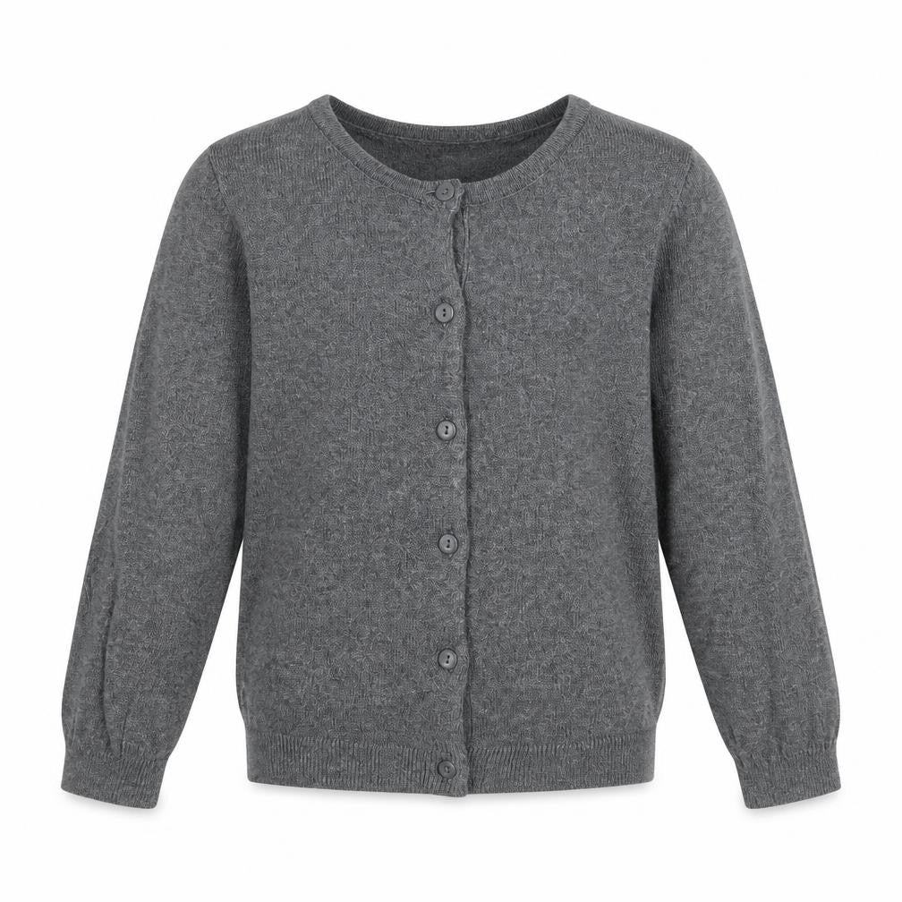 H&M Girls Grey Round Neck Cotton Cardigan Jumper Size 5-6 Years Button