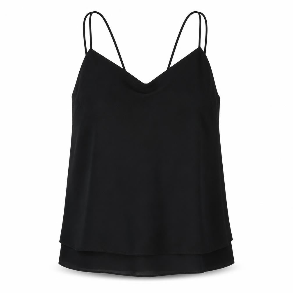 New Look Womens Black Polyester Basic Tank Size 10 V-Neck
