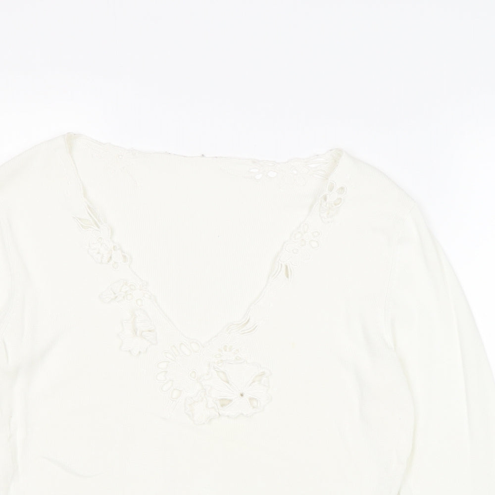 Principles Womens White Viscose Basic T-Shirt Size 14 V-Neck
