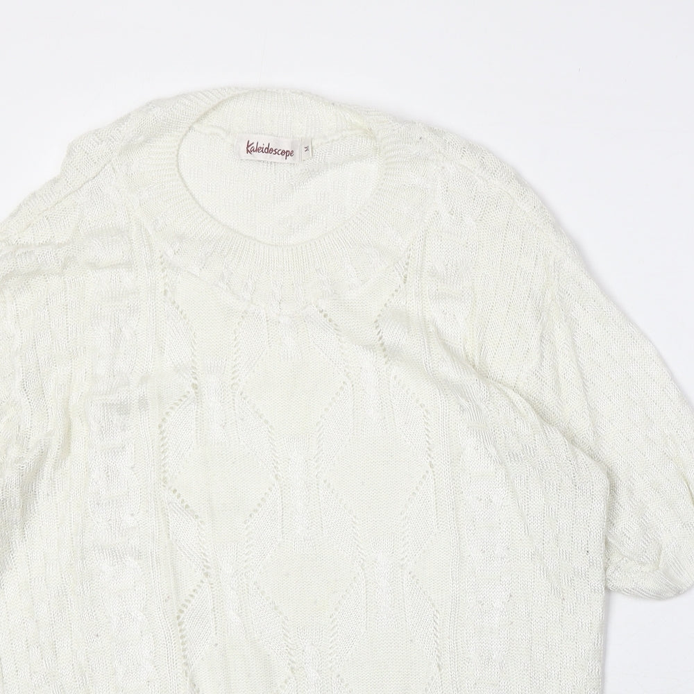 Kaleidoscope Womens Ivory Round Neck Viscose Pullover Jumper Size M