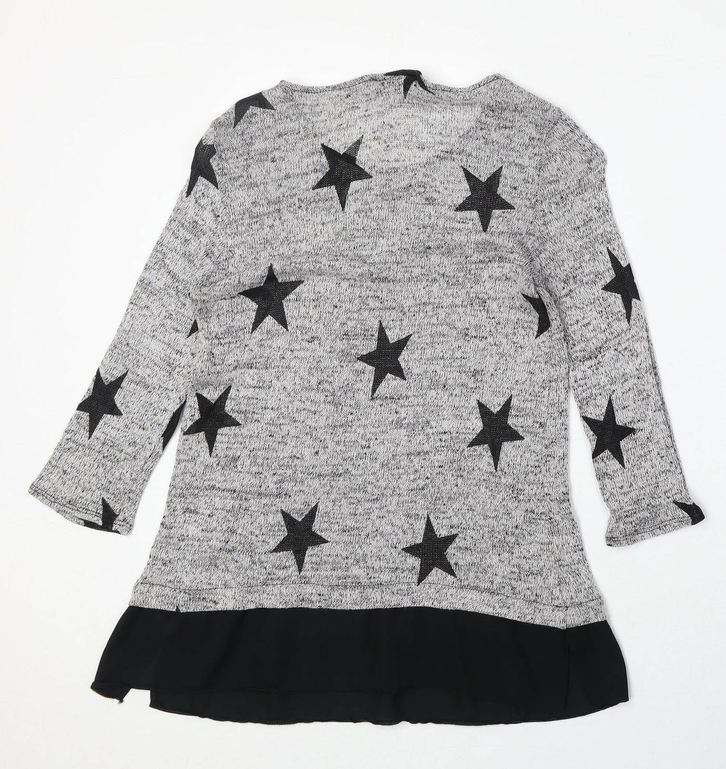 Wallis Womens Grey Round Neck Viscose Pullover Jumper Size M - Star Pattern