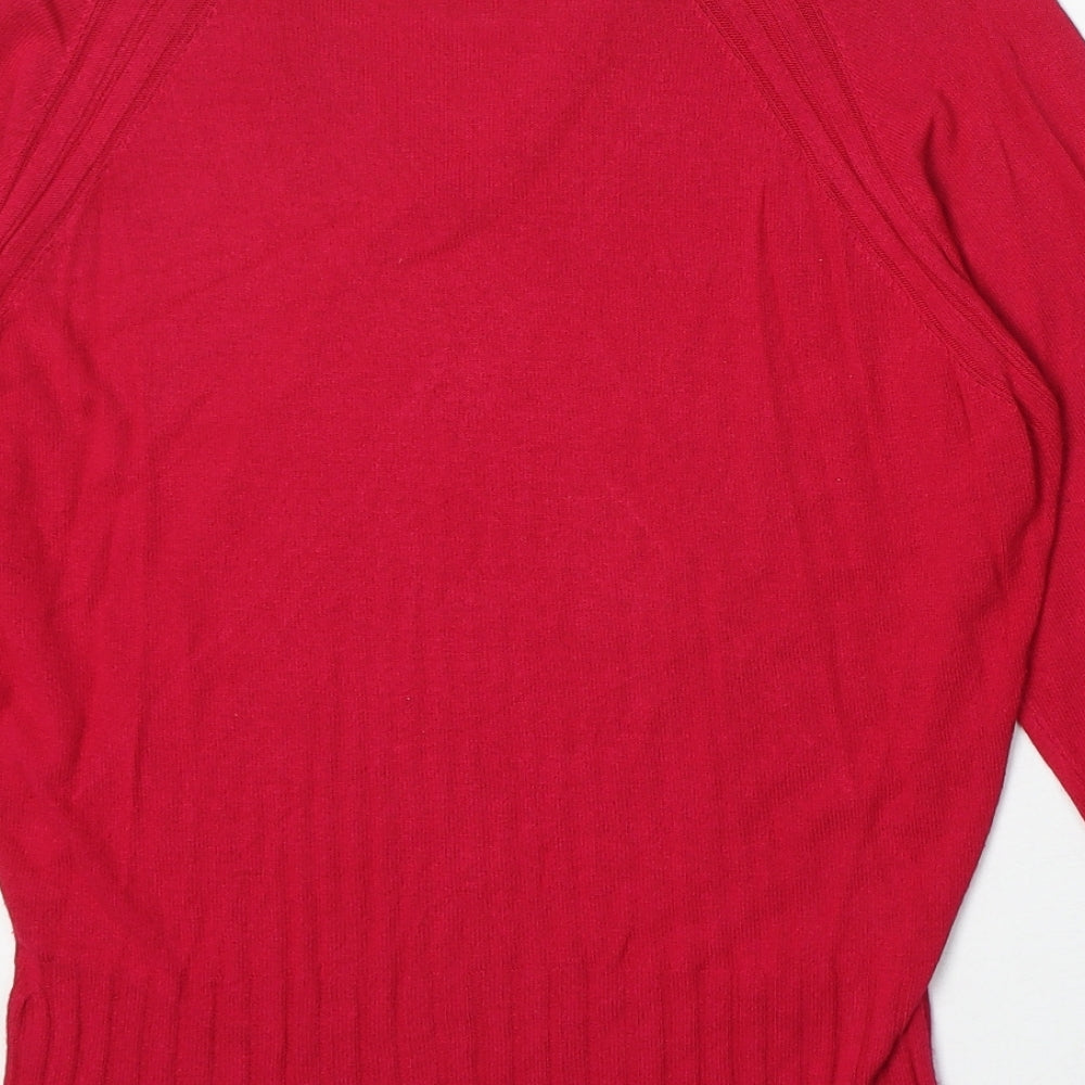 CC Womens Pink V-Neck Viscose Pullover Jumper Size L