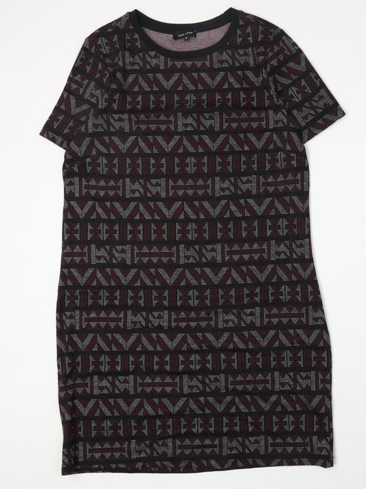 New Look Womens Multicoloured Geometric Polyester A-Line Size 14 Round Neck Pullover