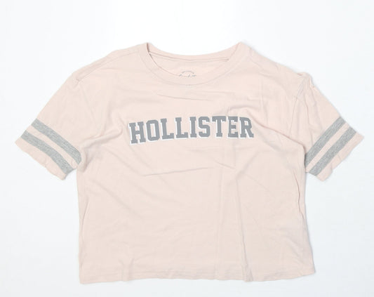 Hollister Womens Pink 100% Cotton Basic T-Shirt Size XS Round Neck