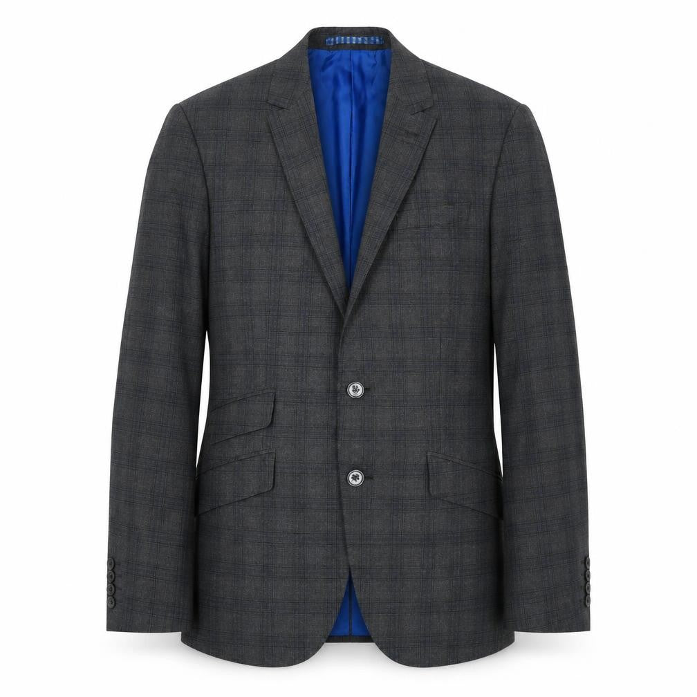 Marks and Spencer Mens Grey Plaid Polyester Jacket Suit Jacket Size 38 Regular