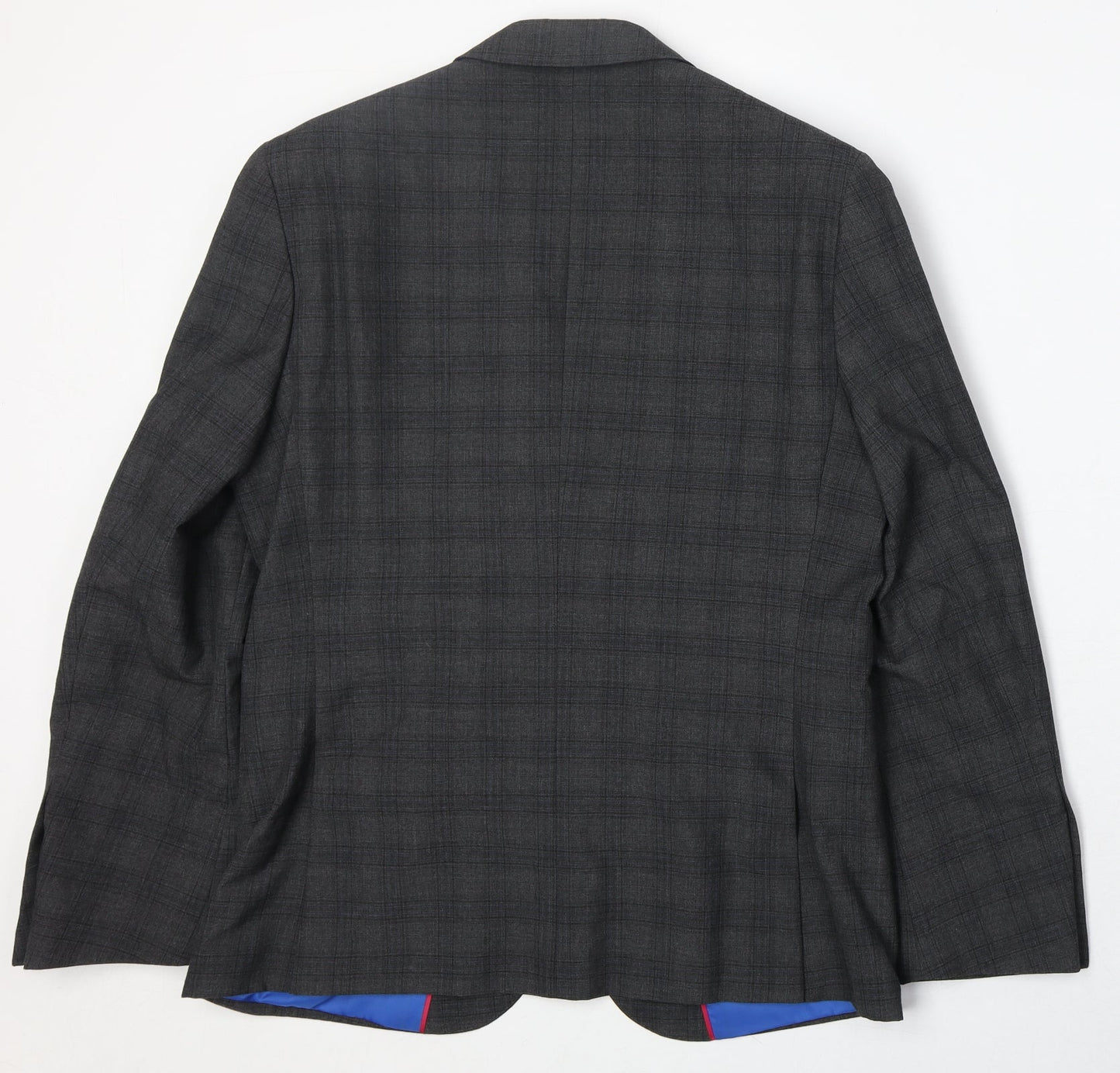 Marks and Spencer Mens Grey Plaid Polyester Jacket Suit Jacket Size 38 Regular