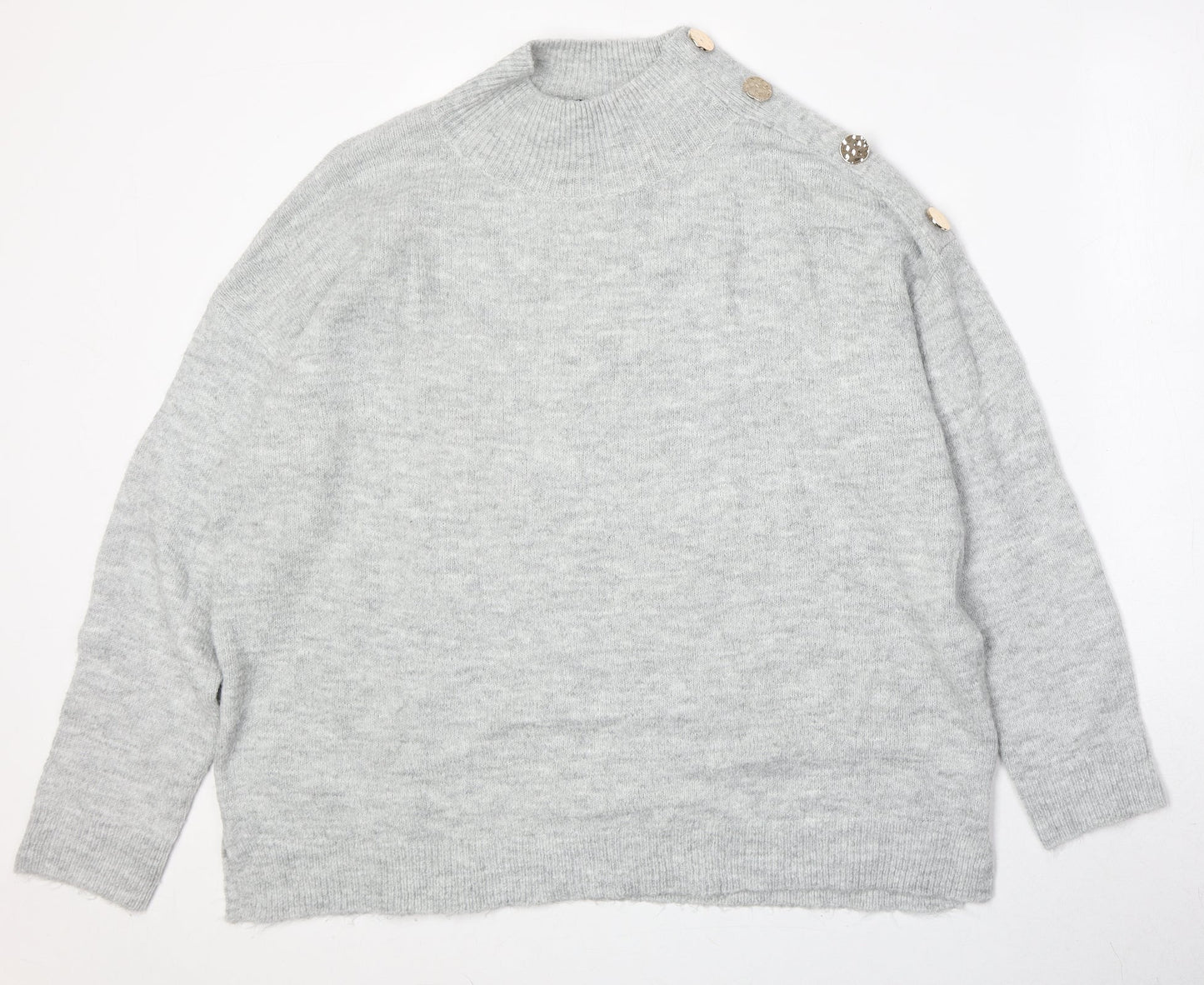 Dorothy Perkins Womens Grey High Neck Acrylic Pullover Jumper Size 16