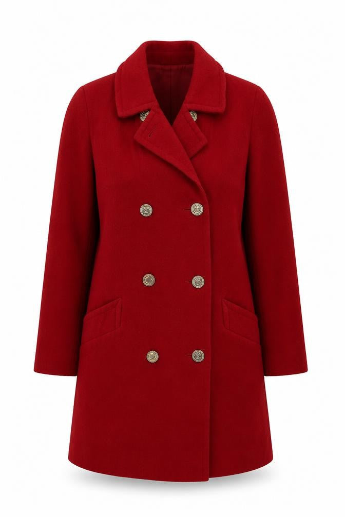 Astraka Womens Red Pea Coat Coat Size 10 Button