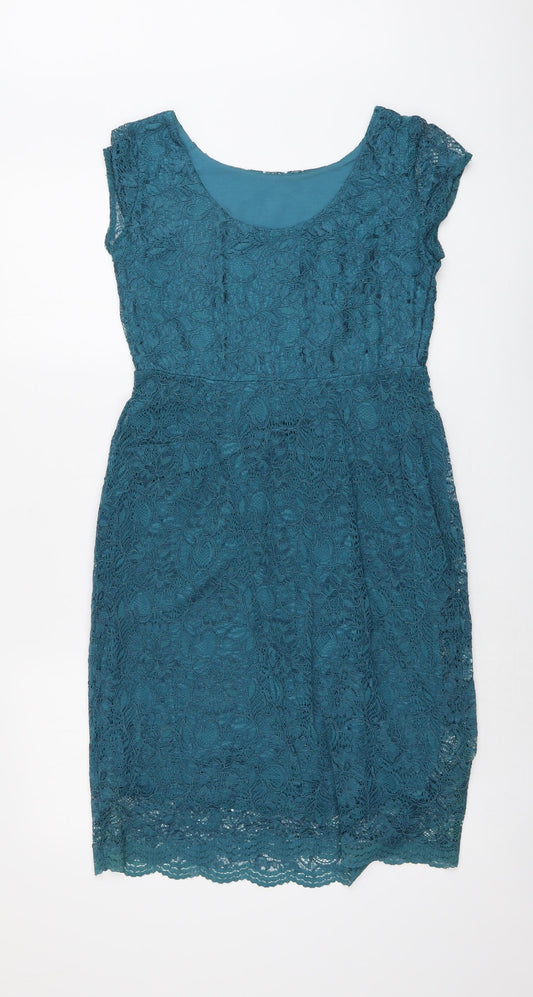 Tiffany Rose Womens Blue Nylon A-Line Size 8 Round Neck Pullover