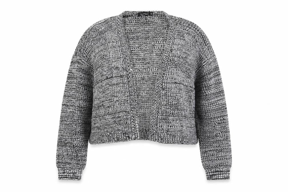 Boohoo Womens Grey V-Neck Acrylic Cardigan Jumper Size M