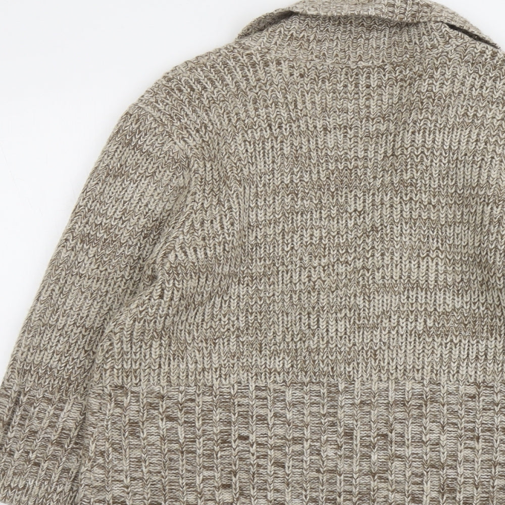 Casual Club Womens Beige V-Neck Acrylic Cardigan Jumper Size 14