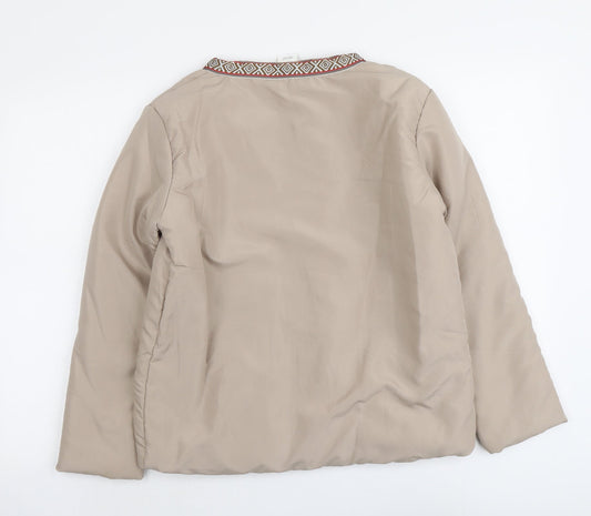 Gabriella Vicenga Womens Beige Geometric Jacket Size 10 Zip