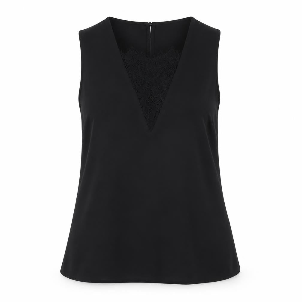 H&M Womens Black Polyester Basic Tank Size 8 V-Neck