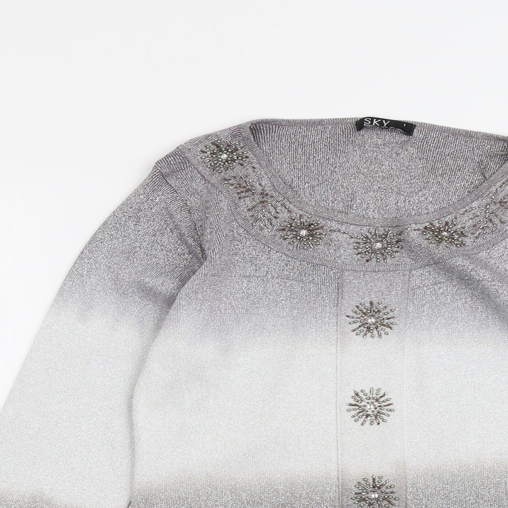 Sky Designs Womens Silver Round Neck Viscose Pullover Jumper Size 8