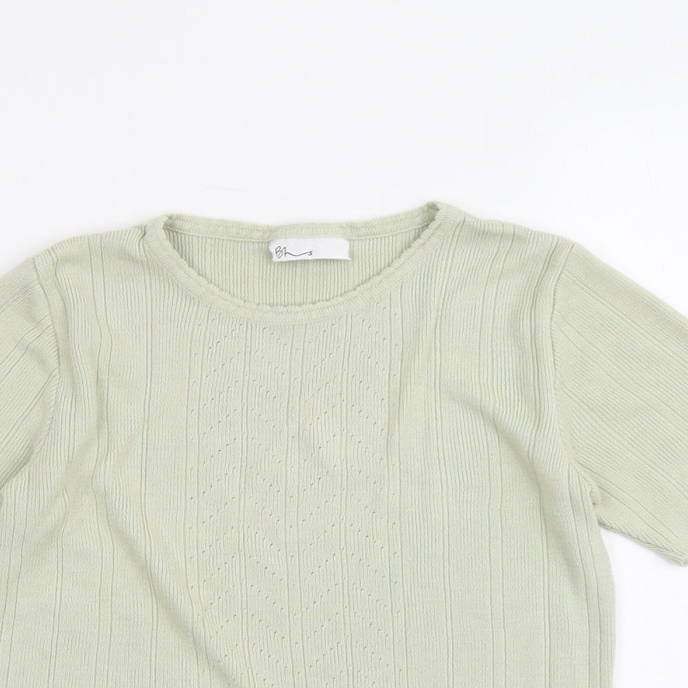 BHS Womens Green Round Neck Acrylic Pullover Jumper Size 12