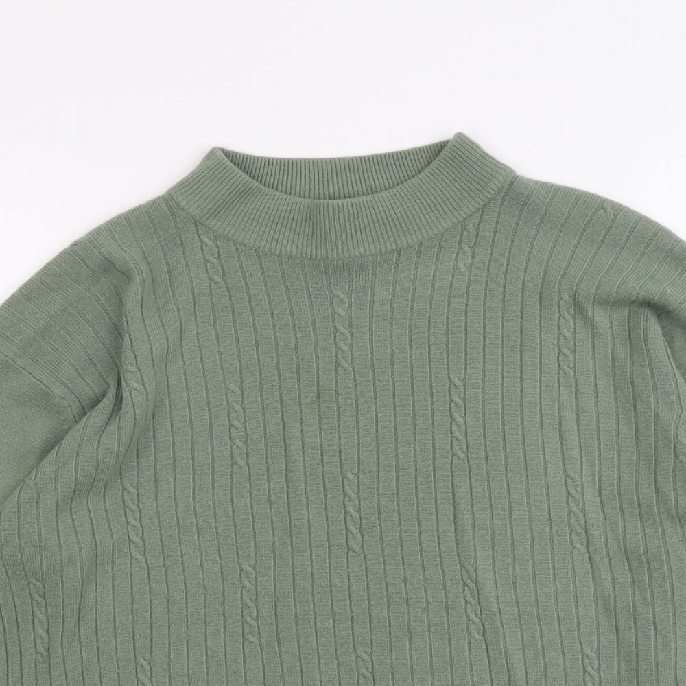 Bonmarché Womens Green Round Neck Acrylic Pullover Jumper Size L